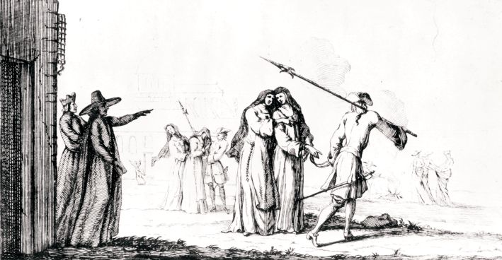 Les Sœurs chassées de Port-Royal en 1709. Eau-forte, 1709 © Bibliothèque nationale de France/photo AKG Images