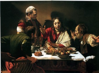 Michelangelo Merisi, il Caravaggio, La Cène d’Emmaüs. Londres, National Gallery.