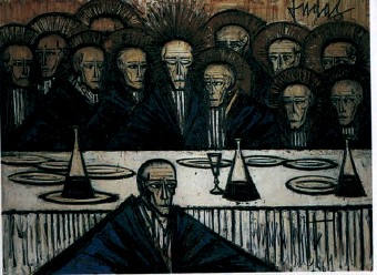La Cène, Bernard Buffet. Huile sur toile, 200x275cm, 1961, Musée du Vatican, collection d’art religieux moderne. 