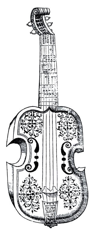 Viole de gambe, Illustration tirée de lÉpitome Musicale de Philibert Jambe de Fer - (Lyon, 1556)