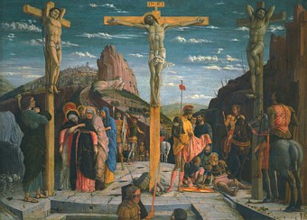 Andrea Mantegna, Crucifixion. Partie du retable peint pour l’église San Zeno à Verone (ca 1460), exposé au Musée du Louvre, Paris. Photo D.R.